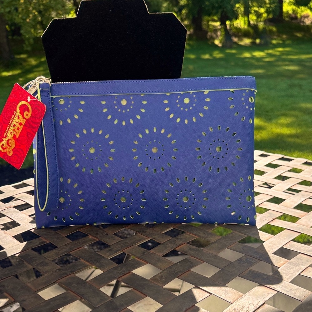 Carlos by Carlos Santana Blue Laser-Cut Women's Clutch